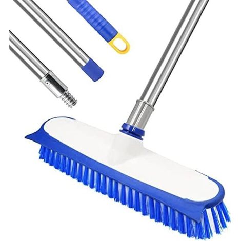 ZOLGINAH Brosse à Récurer Les Sols avec Manche Long, 140cm Poils Rigides Brosse à Récurer Les Sols, Brosse à Récurer Les Sols 2 en 1 Robuste pour Nettoyer la Cuisine, la Salle de Bains, Le Patio