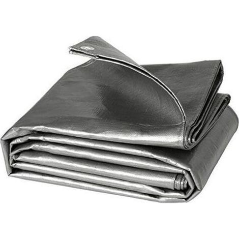 Bâche de Protection PE Bâche Piscine 2x3m 280g/m²,Couverture étanche bâche imperméable et indéchirable,Gris (1/4)