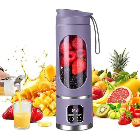 1 Mixeur, 450 ML, 12 Lames, Écran LED, USB-C, Pour Smoothies, Jus, Milkshakes (1/5)