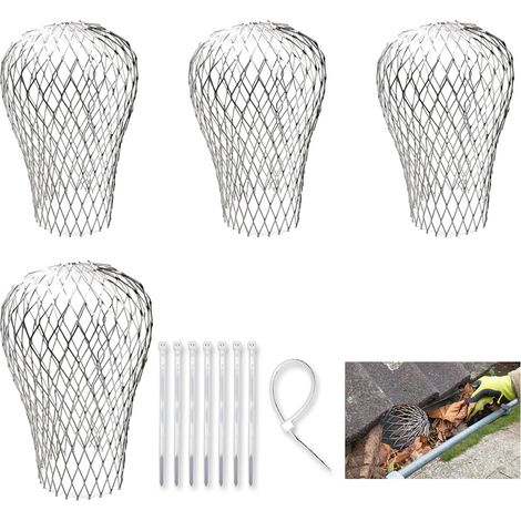 4 pièces Filtre Gouttiere, Crapaudine de Gouttière Galvanisée Grille Gouttiere Anti Feuilles, Protege Gouttiere, Alliage D'aluminium, Convient Pour un Diamètre de 3 à 15 cm (1/5)