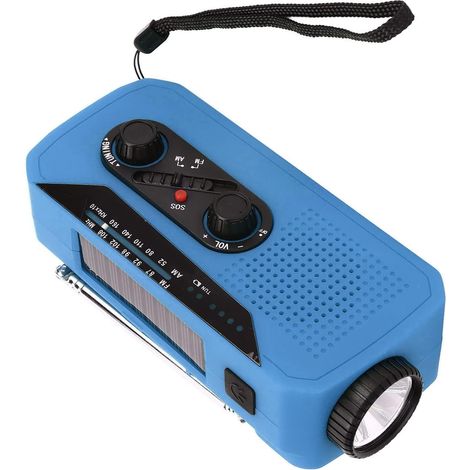 Radio météo d'urgence avec lampe torche, bleue (1/5)