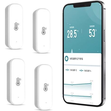 Set mit 4 WLAN-Thermometern und -Hygrometern – Temperatur- und Feuchtigkeitsregelung – Fernbenachrichtigungen – Messbereich -20 °C bis 60 °C – Genauigkeit ± 1 °C