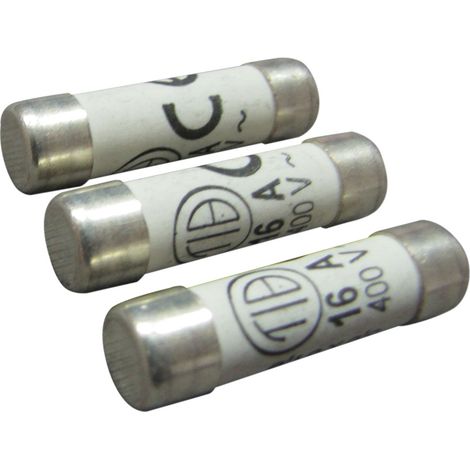 Lot de 3 fusibles céramique 8.5x31.5mm, 16A, 400V - Tibelec (1/2)