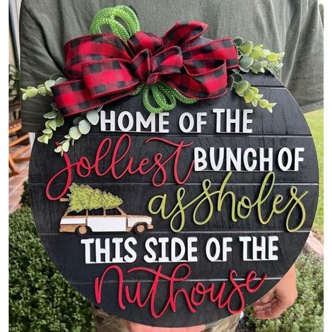 Christmas Welcome Sign, Christmas Wooden Door Sign, Wreath Ornament, Outdoor Welcome Wooden Door Sign (Black)