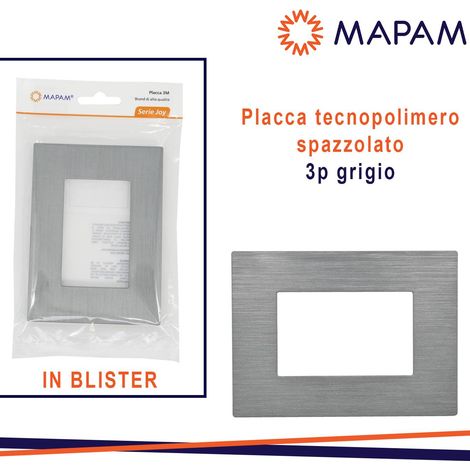 PLACCA TECNOPOLIMERO SPAZZOLATO 3P JOY T3 GRIGIO IN BLISTER