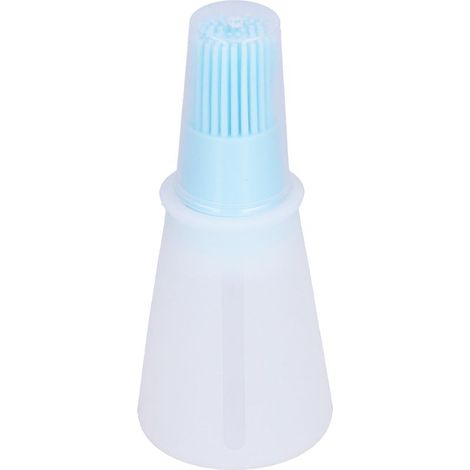 Pinceau à huile en silicone multifonctionnel pour sauces et barbecue, avec bouchon transparent, outil de cuisine bleu (1/5)