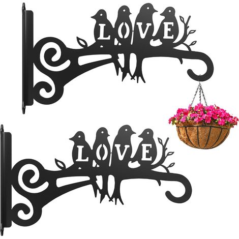 Juego de 2 elegantes soportes colgantes para plantas, aptos para uso interior y exterior, colgadores de plantas de metal. (1/5)
