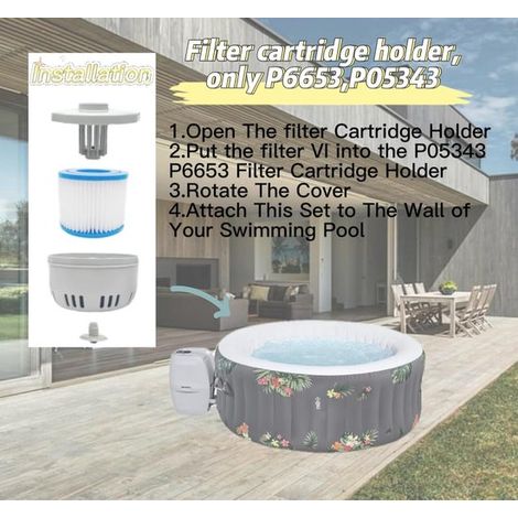 Pieza de repuesto para jacuzzi: solo el soporte del cartucho de filtro, compatible con los modelos P6653 y P05343. Filtros no incluidos. (1/5)