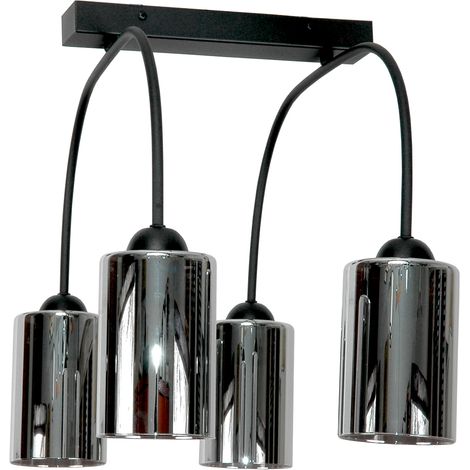 Lámpara de techo colgante clásica negra con pantalla de cristal 15-491 davis