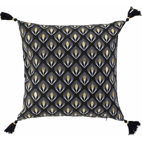 Housse de Coussin Déco "Noireor" 40x40cm Noir (1/4)