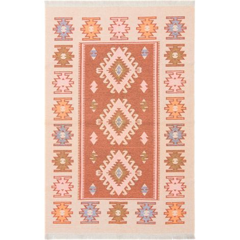 Kilim moderne Tapis Ariz  - 150x100cm, Rectangular - 100% Coton - Tissé - Marron