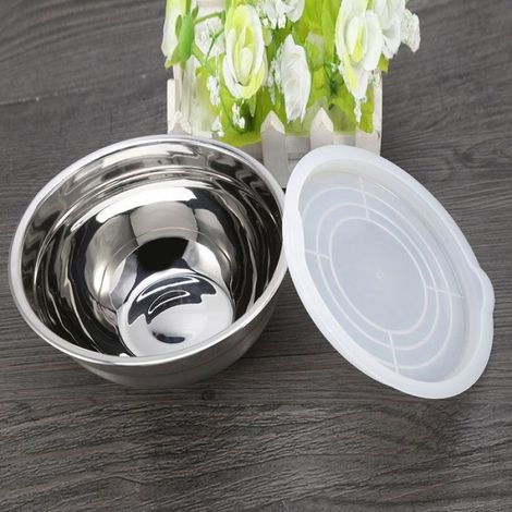Bol À Mélanger - Acier Inoxydable - 18 Cm - Avec Couvercle - 1 Pièce (1/5)