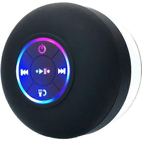 Mini enceinte Bluetooth étanche, avec fonction mains libres, éclairage LED et microphone à ventouse pour la douche, le bain, la piscine et la plage - JBMEDIA (1/4)