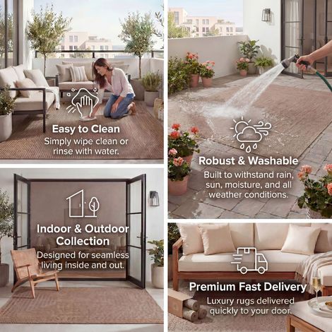 Paco Home – Tapis extérieur beige 160x230 cm – Tissage à plat en polypropylène – Résistant aux intempéries – Certifié STANDARD 100 by OEKO-TEX®
