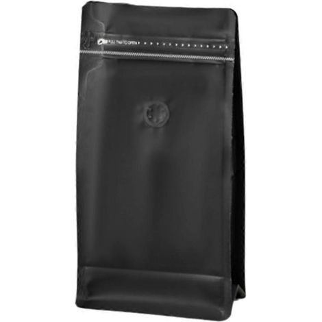 50 sachets à café avec valve, fond plat, pour grains de café, réutilisables, thermoscellables et dotés d'une fermeture éclair latérale. (1/5)