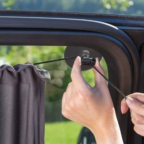 Pare Soleil Voiture, 2Pcs Pare Soleil Voiture avec Ventouse, Rideau Occultant Voiture Arriere, Protege Soleil Voiture, Cac (1/4)