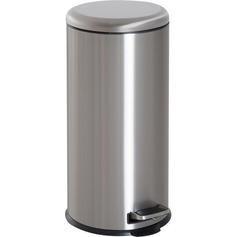 Treteimer 30L Pedal-Mülleimer Mit Inneneimer Und Klappdeckel, Edelstahl, Hygienisch, Silber