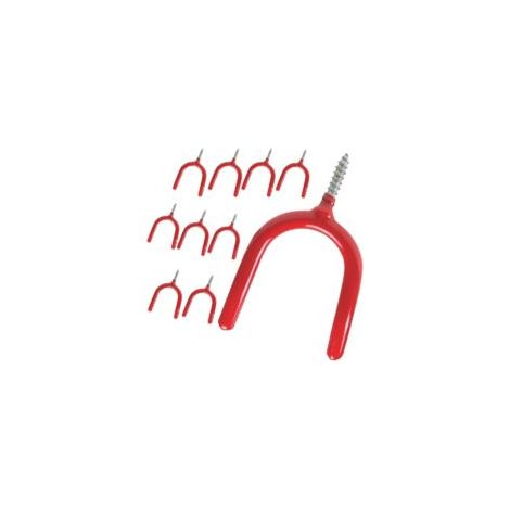Lot de 10 crochets à visser pour rangement de jardin, abri de jardin ou garage. Crochets multifonctionnels robustes à fixation murale, revêtus de vinyle, pour outils de jardin, pelle, râteau, etc. (ro (1/5)