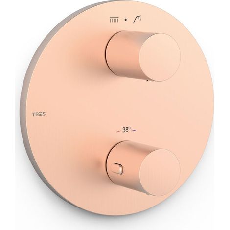 Pièce apparente pour boîtier encastré Therm-box 2 voies Or Rose Mat 24K - TRES 26225001OPM (1/2)