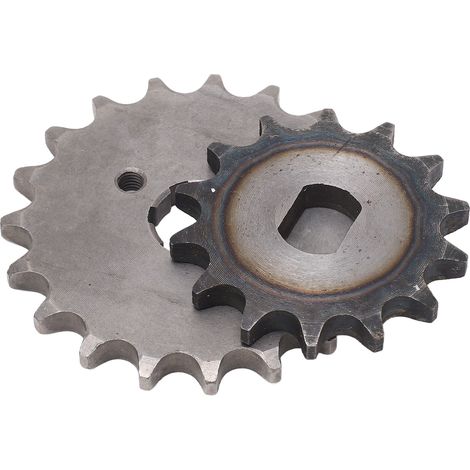 Kit de pignons moteur 428 en acier : pignon avant 19 dents, pignon arrière à trous en H 14 dents, pour motos tout-terrain et pit bikes 125 cm³, 15 cm³, 200 cm³ et 250 cm³. (1/5)