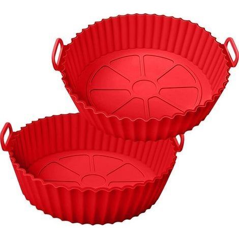 Accessoires pour friteuse à air chaud, lot de 2, réutilisables et faciles à nettoyer, en silicone, 19 cm, rouge (1/5)