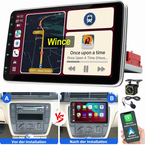 Autoradio 1 DIN Apple CarPlay / Android Auto Bluetooth RDS avec écran rotatif à 360° CAM MIC (1/5)