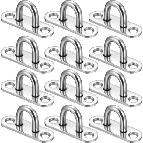 12 Pcs Plaque Oeillet en Acier Inoxydable, Plaques à Oeillets en Acier Inoxydable, Pontet Inox M5, Plaque a Oeillet, Œillets en Inox, Crochet Oeillets de Plafond Pour Fixation de Auvent Bateaux (1/5)