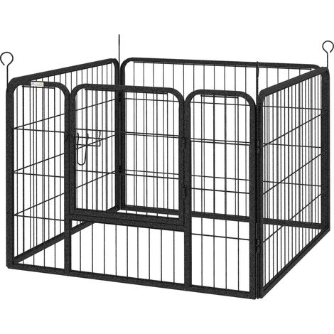 Parc pour Chiens Pliant en Métal, pour Intérieur et Extérieur avec Porte et Piquets, 82x82x60cm Gris (1/5)