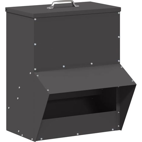 vidaXL  Chicken Feeder  Black 35 x 30.5 x 43.5 cm Cold-Rolled Steel