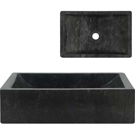 Lavabo, dimensions 45x30x12 cm, marbre noir brillant.