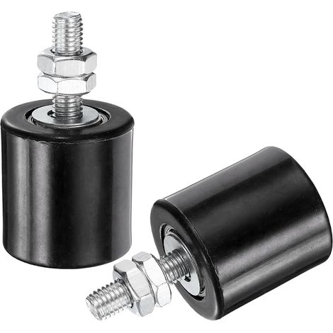 2pcs Galet Guide pour Portail Coulissant 42x44mm, M10 Roulette Nylon Guide au Sol pour Porte Grange Coulissante, Roue Universel avec Roulement à Billes Scellé pour Portail, Noir (1/5)