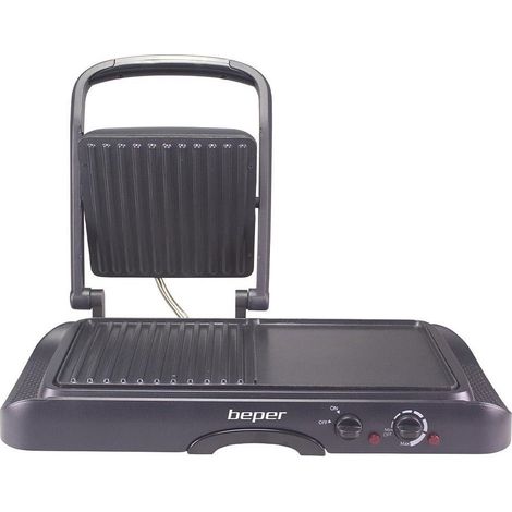 BEPER P101TOS501 Bistecchiera Elettrica Multifunzione - Piastra Elettrica per Cucinare con Griglia Liscia e Rigata per Carne, Pesce, Uova, Verdure e Pane, 1600W (1/4)