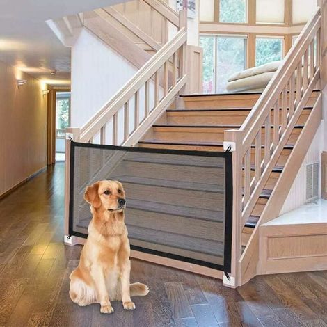 Linghhang – Barrière de sécurité chien rétractable 180 x 72 cm – Nylon durable – Installation facile avec crochets adhésifs – Pour délimiter zones d'activité (1/5)