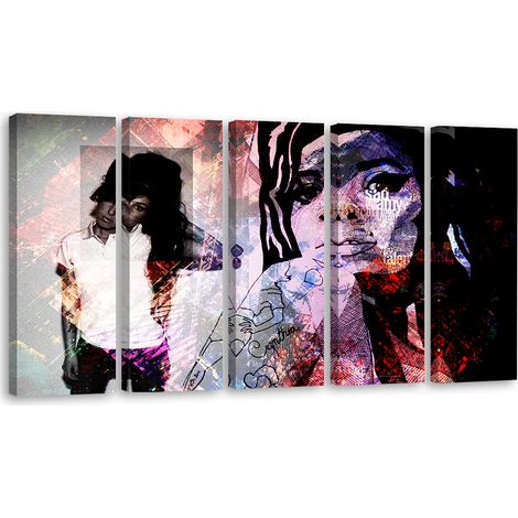 Tableau sur toile en 5 parties Amy Winehouse 200x100 (1/5)