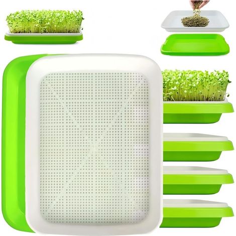 Germination Kit for Seeds, Set of 4 Seed Trays, 32 x 24 cm, Healthy BPA-Free Seed Germination, Suitable for Gardens, Offices, Vegetable Gardens, etc (1/5)