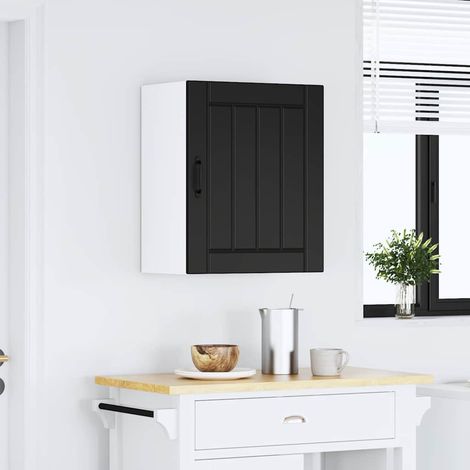 vidaXL Armoire murale de cuisine Lucca noir bois d'ingénierie (1/5)