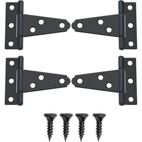 [NIEMALS VERWENDET] Stück 44-mm-T-Scharniere, abnehmbare Scheunentorscharniere, Metalltürscharniere mit 24 Schrauben