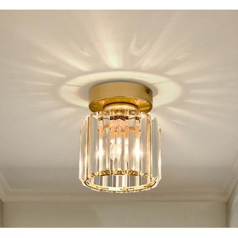 Seltene Perle. Moderner und schlichter LED-Kristall-Deckenlampenschirm, luxuriöser Licht-Deckenlampenschirm, runder goldener kreativer Balkon-/Ganglampenschirm, l (1/5)