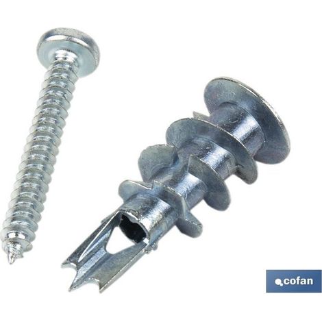 Cheville en zamak de 13 mm de diamètre, vis 4,2 x 32 mm, idéale pour plaques de plâtre.