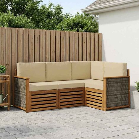 vidaXL Sofagarnituren mit Kissen 4 pcs Massivholz Akazie (1/5)
