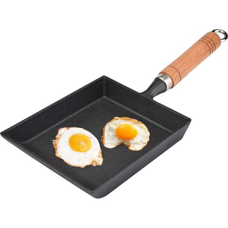 Poêle à omelette avec manche bois nouveau revêtement antiadhésif épais sans couvercle pour cuisson parfaite des œufs et crêpes
