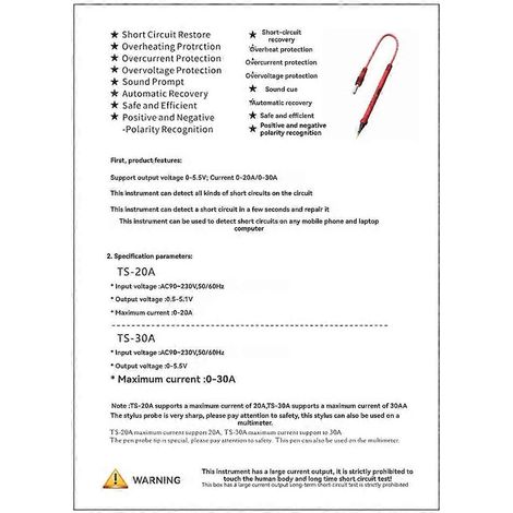 Appareil de détection de courts-circuits sur circuit imprimé (PCB) pour la réparation de téléphones portables (OSS TS-30A) - Prise US (1/5)