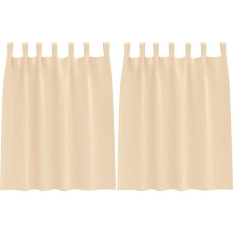 Rideaux occultants, avec anneaux de suspension, ensemble de deux pièces, beige, 140 x 140 cm (1/4)