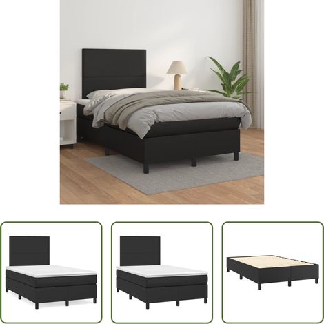 Matratze -  Boxspringbett mit Matratze Schwarz 120x200 cm Kunstleder (1/5)
