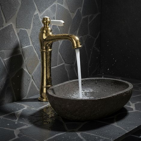 Robinet Nostalgie PaulGurkes en Or Long pour Lavabo à Poser (1/5)