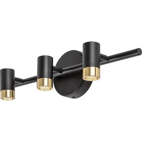 Applique barra industriale nero oro 3 spot LED 9W Rabalux Kadir (1/5)