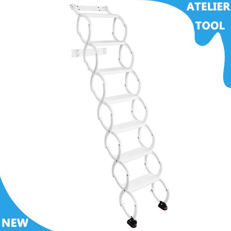 ATELIER Escalier pliant rétractable à 7 étapes Escalier pliant monté sur mur Escaliers à étape télescopiques (1/5)