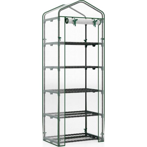 Mini serra portatile 69 x 48 x 190 cm 5 ripiani in metallo design pratico PE bianco 200018984
