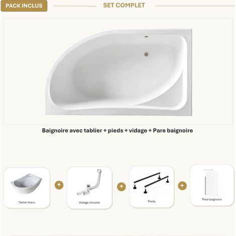 Baignoire CALMA 160x100 droite tablier (1/5)