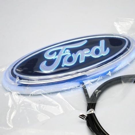 Logo lumineux LED 4D pour Ford, avant et arrière, bleu, 14,5 cm x 5,6 cm